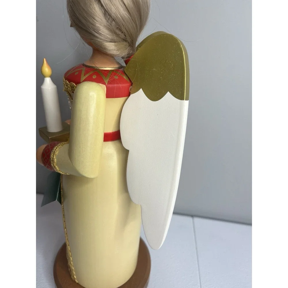 Vtg Erzgebirge Ore Mountain Germany Female‎ Yellow Angel Nutcracker Large
